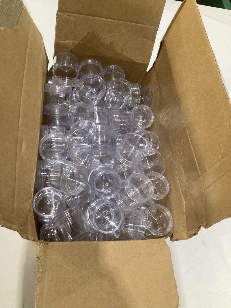 Condition photo showing Good Condition for HOIGON 96 Pieces 20g 20ml Clear Plastic Sample Containers, Leak-Proof Round Plastic Cosmetic Containers with Lids, Clear Plastic Pot Jars for Creams, Lotions, Makeup, Colored Acrylics