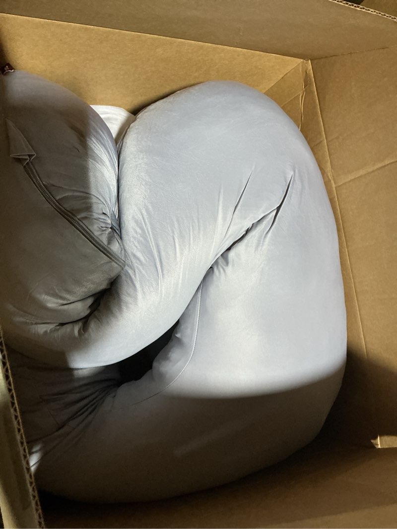 Condition photo showing As Is for Momcozy Pregnancy Pillow with Cooling Cover, Dreamlign U Pro Maternity Pillow with Adjustable Leg Pillow - Support for Back, HIPS, Belly, Legs for Pregnant Women, 50-72 Inch Full Body Pillow, Grey Grey -Cooling Fabric