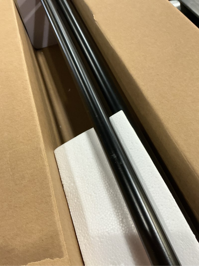 Condition photo showing item condition for KAMANINA 1 Inch Double Curtain Rod 72 to 144 Inches (6-12 Feet), Black Curtain Rods for Windows 66 to 120, Heavy Duty Telescoping Drapery Rods with Twisted Cage Finials Black 72-144"