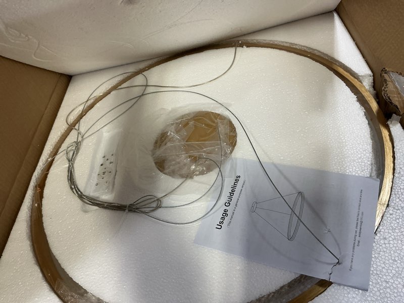 Condition photo showing Good Condition for Modern LED Chandelier Gold High Ceiling Ring Chandeliers with Remote Control Circular Pendant Light Dimmable for Dining Room Living Room Bedroom Hallway Kitchen Island(3000K-6500K D23.6) Gold 1 Ring