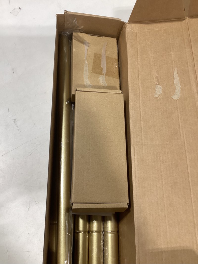 Condition photo showing Good Condition for KAMANINA Gold Curtain Rod 72 to 144 Inch (6-12 Feet), Telescoping Single Drapery Rods, 7/8 Inch Heavy Duty Curtain Rods for Windows 66 to 144 Inches, Netted Texture Finials Warm Gold 72-144"