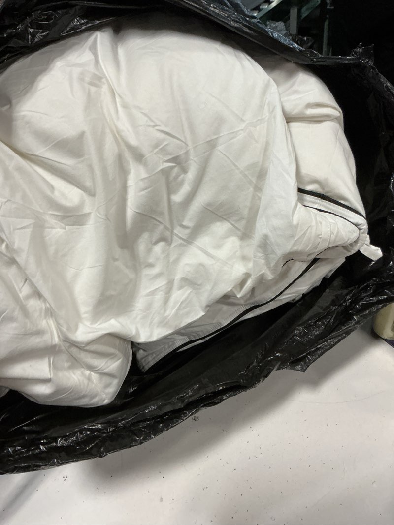 Condition photo showing As Is for goose feather down fiber comforters oversized king size, extra fluffy white duvet insert, ultra-soft, breathable, noiseless, all season hotel luxury bedding comforters 120"x98" all season oversized king (120''x 98'') white / all season