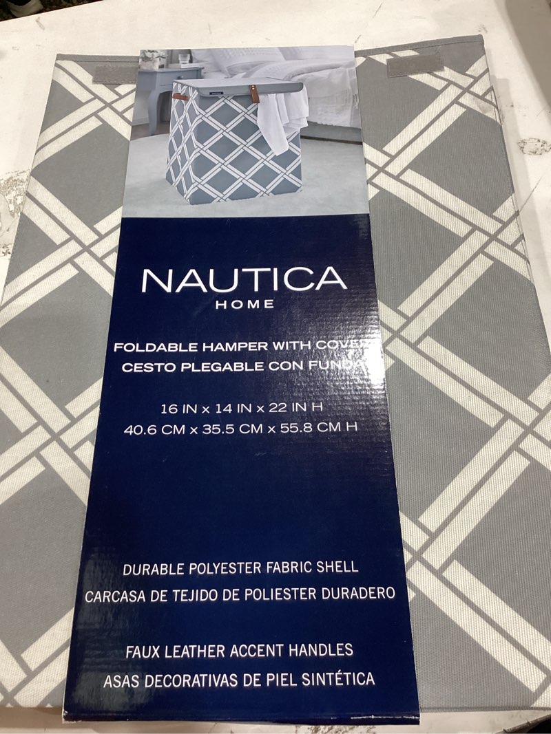 Condition photo showing Good Condition for nautica - laundry basket, foldable hamper & storage bin with lid, closet organizers, home essentials (grey box weave)