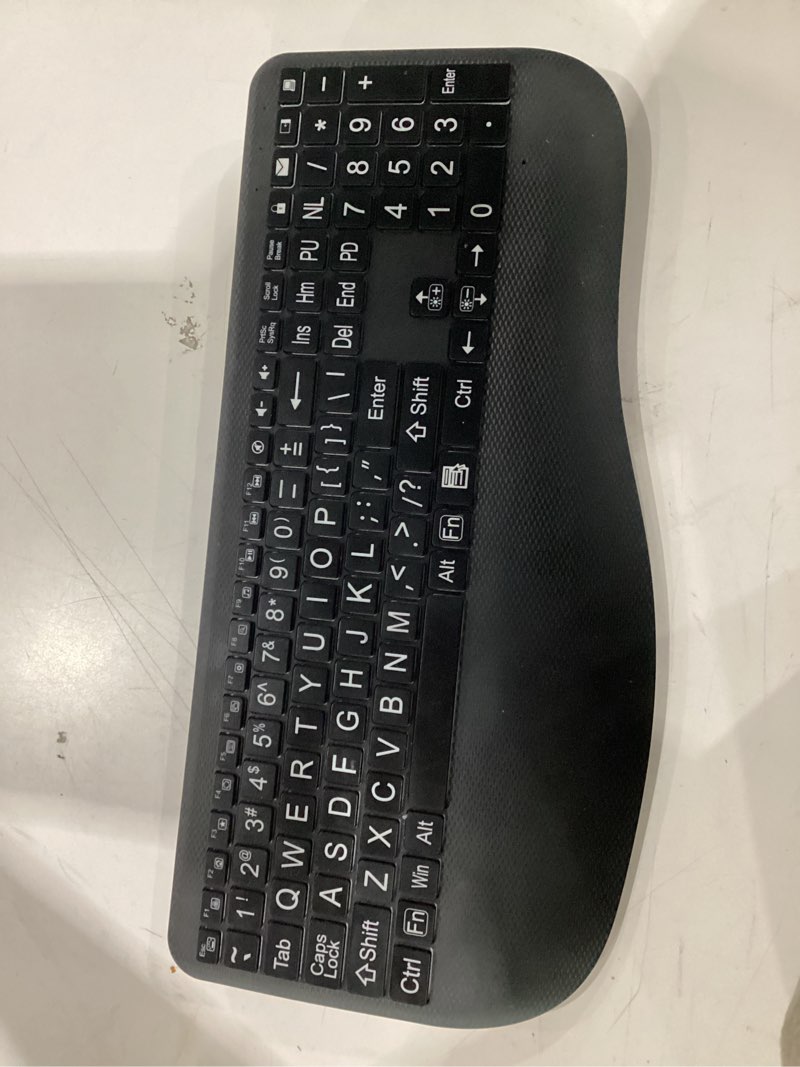 Condition photo showing Good Condition for Large Print Backlit Wireless Keyboard – Silent Keyboards with Wrist Rest, 7-Color Light up, Quiet Low Profile Keys, 2.4G Wireless Rechargeable Full Size Keypad for Computer Laptop Windows Mac, Black