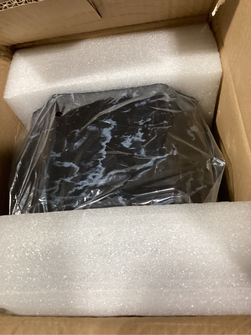 Condition photo showing Good Condition for black classic cultured marble cremation urn for adult ashes, adult sized memorial urn for ground burial or home memorial