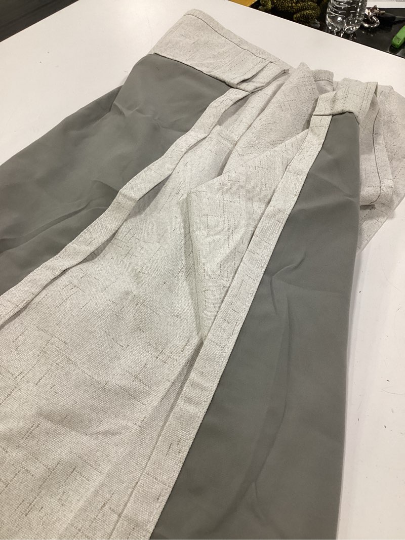 Condition photo showing As Is for princedeco blackout curtains 63 inch length 2 panels set 100% blackout long drapes for bedroom living room darkening curtain thermal insulated back tab rod pocket(w52 x l63 inch,natural) natural 52"w x 63"l (pack of 2)