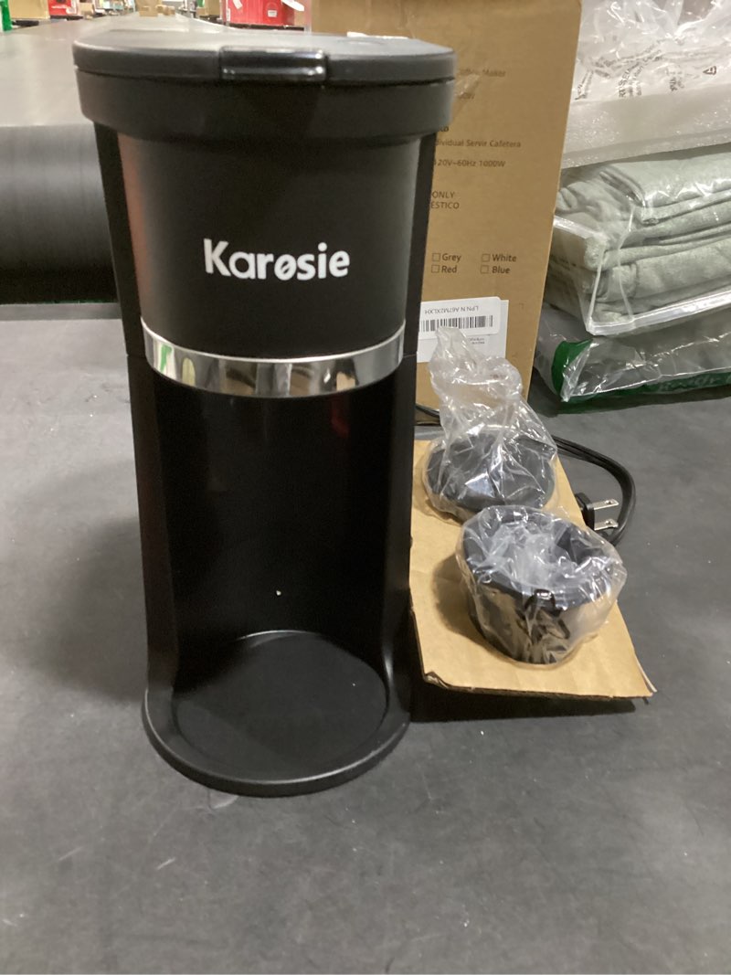 Condition photo showing New/Like New for Small Single Serve Coffee Maker, Fast Brew for K-Cup & Ground Coffee, 6-12 Oz Brew Sizes, One-Button Single Cup Coffee Maker, Coffee Machine with Descaling Reminder Black 9.45 Inches
