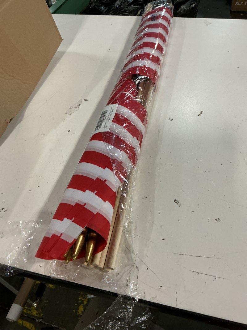 Condition photo showing Good Condition for anley pack of 12 usa stick flag - 18" x 12" handheld america gravemarker stick flags - july 4th decoration, veteran party, grave marker, etc. - 30" solid wooden flag pole with spear top (1 dozen)