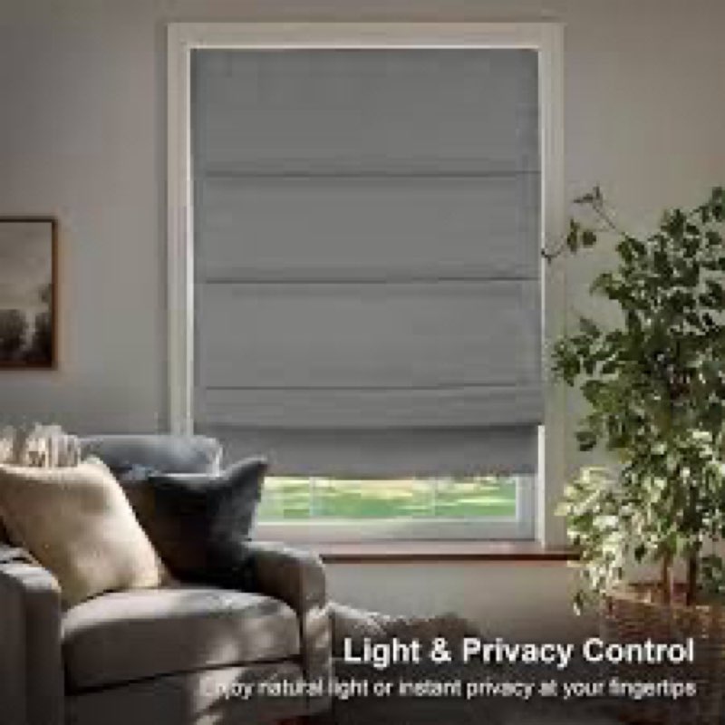 CHICOLOGY Roman Shades - Blackout Window Treatments, 35" W x 64" H, Del Mar Pearl Grey