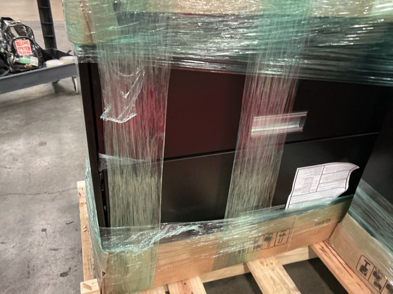 Condition photo showing As Is for HON 2 Drawer Lateral File Cabinet with Lock, Metal Filing Cabinets for Offices, Hanging Files, and Under Desk, 18" Deep, Black 600 Series 2 Drawers Black