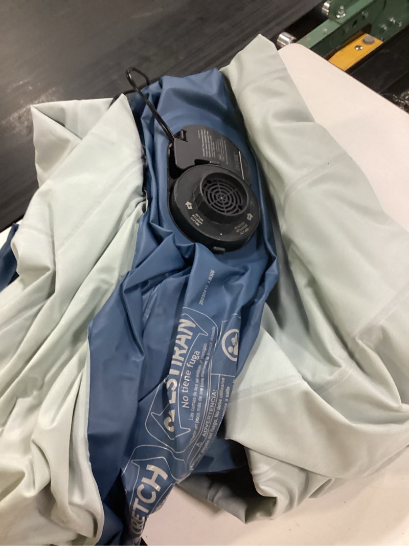 Condition photo showing As Is for intex 18\" pillow top air mattress with no electric pump and headboard - queen size