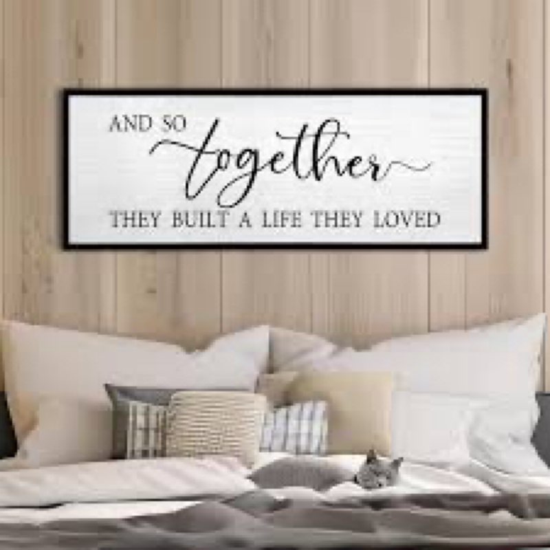 rutiyoka farmhouse wall decor: 'and so together they built a life they loved' sign, 41.3''15'' frame