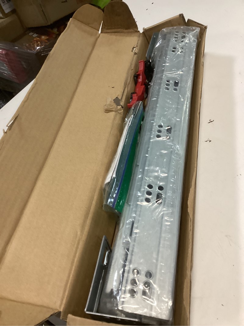 Condition photo showing Good Condition for Soft Close Bottom Mount Drawer Slides 18 Inch Rails with Rear mounting Bracket Locking Devices Screws for Face Frame Or Frameless Application?18 inch,1 Pair? 18 Inch 1 Pair