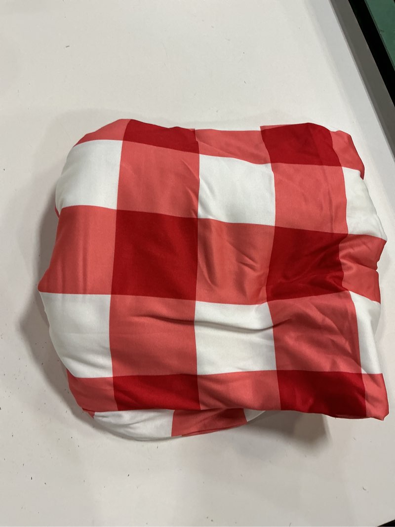 Condition photo showing Good Condition for 7.2 ft red white checkered arch backdrop cover, wedding spandex fitted decoration, plaid fabric arch stand stretchy cover photography background for birthday banquet boys girls shower