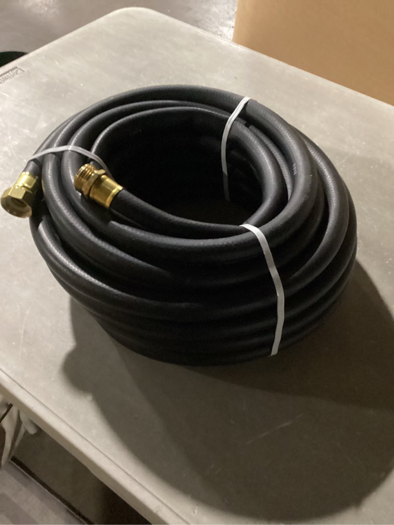 Condition photo showing New/Like New for Continental Premium Garden Black Heavy Duty Cold Water Garden Hose, 5/8in Inside Diameter x 50ft Length, Male x Female Garden Hose Thread Black 50ft