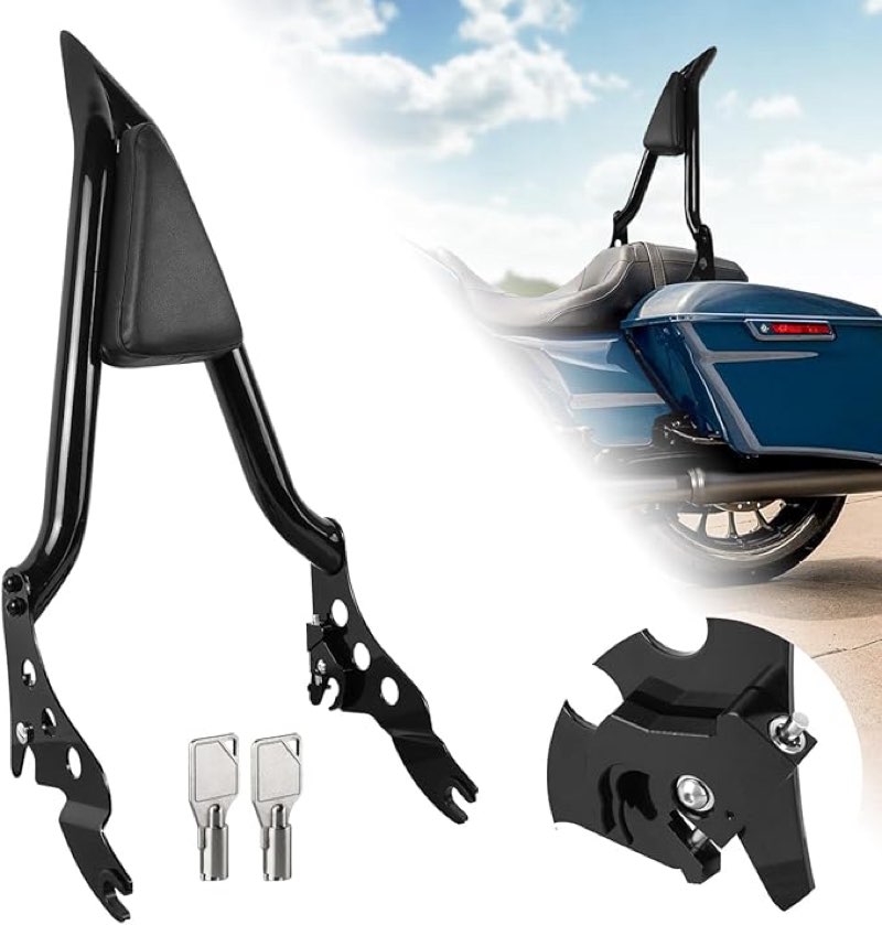 aufer detachable passenger backrest sissy bar with back rest pad and docking hardware kits compatibl