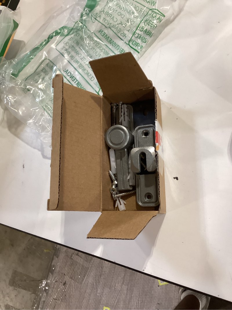 Condition photo showing Good Condition for heavy-duty barn door lock & sliding door lock, 90/180° flip privacy latch - extra thick zinc alloy for bathroom, bedroom, shed, cabinets, garden gate, pet house. includes screws & spacer (silver-1pc)