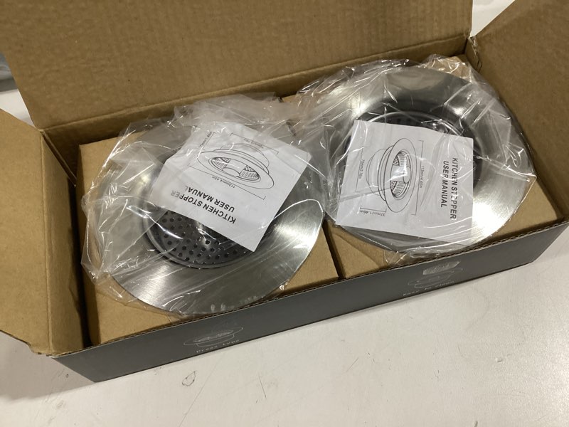 Condition photo showing Good Condition for 2025 Upgraded 3 in 1 Kitchen Sink Drain Strainer, Stainless Steel Pop Up Sink Stopper, Drain Plug with Anti-Clogging Basket, Sink Strainer for US Standard 3-1/2 Inch Drain, Silver 2 Pack