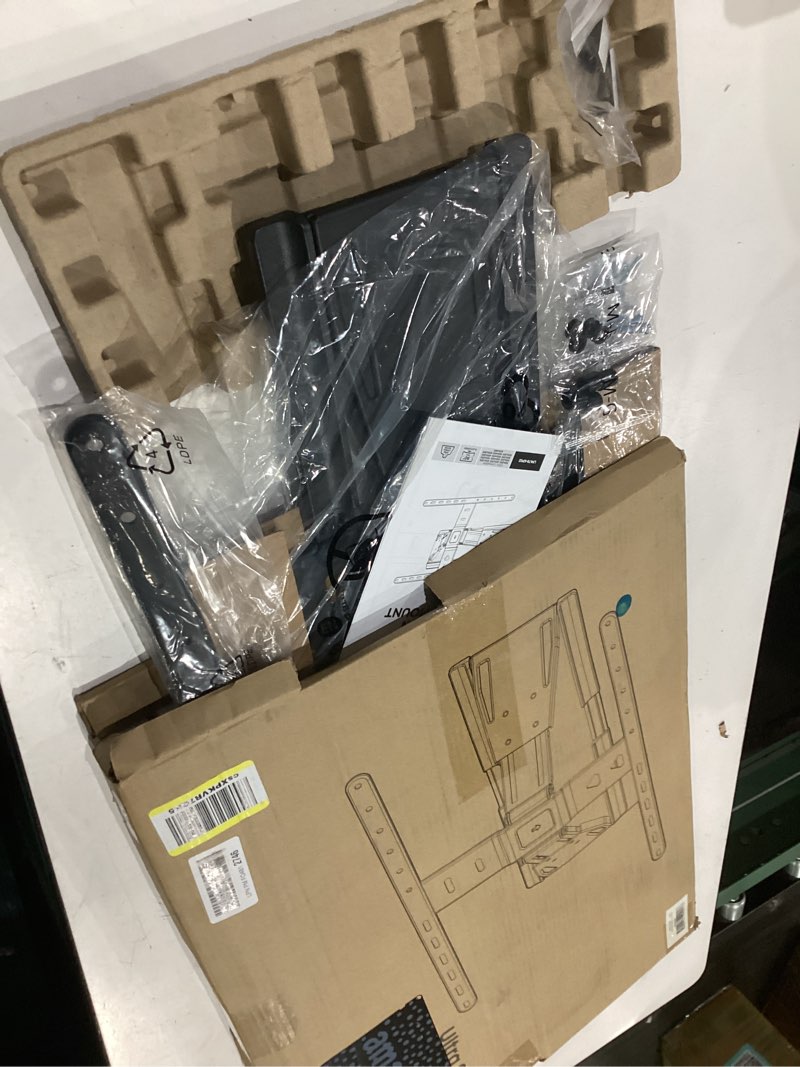 Condition photo showing As Is for putorsen ultra-slim tv wall mount for most 43-90 inch tvs, 0.77" thin low profile full motion bracket, max vesa 600x400mm, holds up to 110lbs, fits 16/18" studs short arm