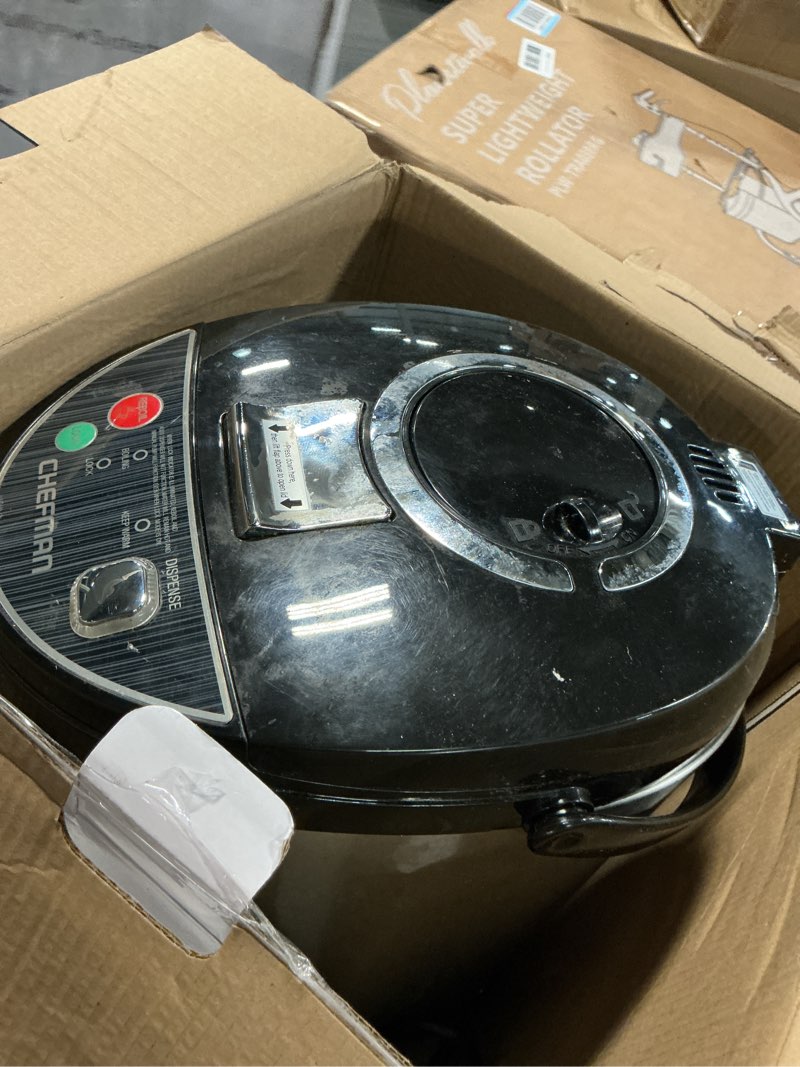 Condition photo showing As Is for NutriChef Digital Water Boiler and Warmer - 5L/5.28 Qt Stainless Electric Hot Water Dispenser w/LCD Display, Rotating Base, Keep Warm, Auto Shut Off, Safety Lock, Instant Heating for Coffee & Tea 5 Liter