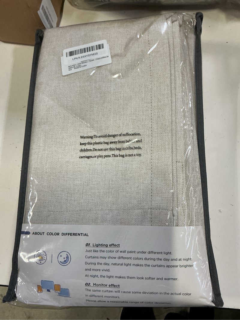 Condition photo showing New/Like New for inovaday 100% blackout curtains for bedroom, cream black out curtains 84 inch long, clip rings linen blackout drapes, thermal insulated room darkening for living room, 2 panels - w50xl84 cream 50"w x 84"l (pack of 2)