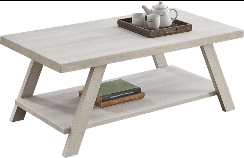 roundhill furniture athens contemporary wood shelf coffee table, white