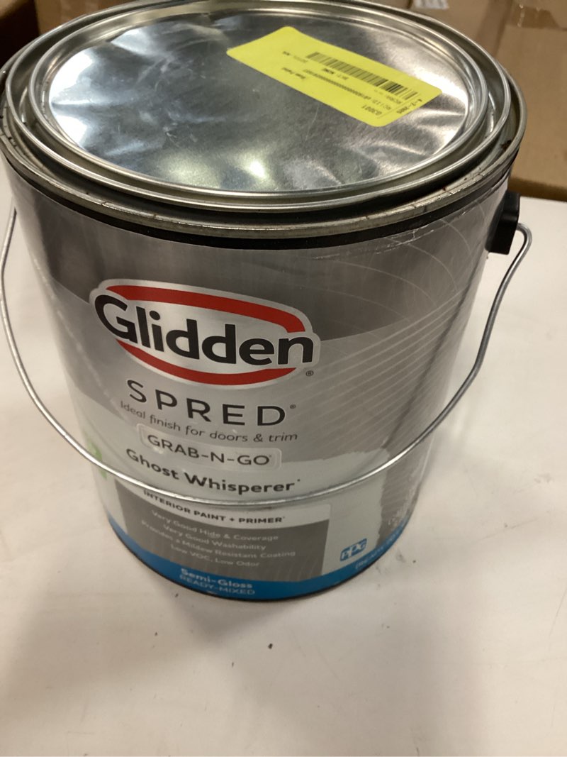 Condition photo showing New/Like New for glidden total 1 gal. maiden mist/blue semi-gloss interior paint with primer maiden mist interior semi-gloss 128 fl oz (pack of 1)