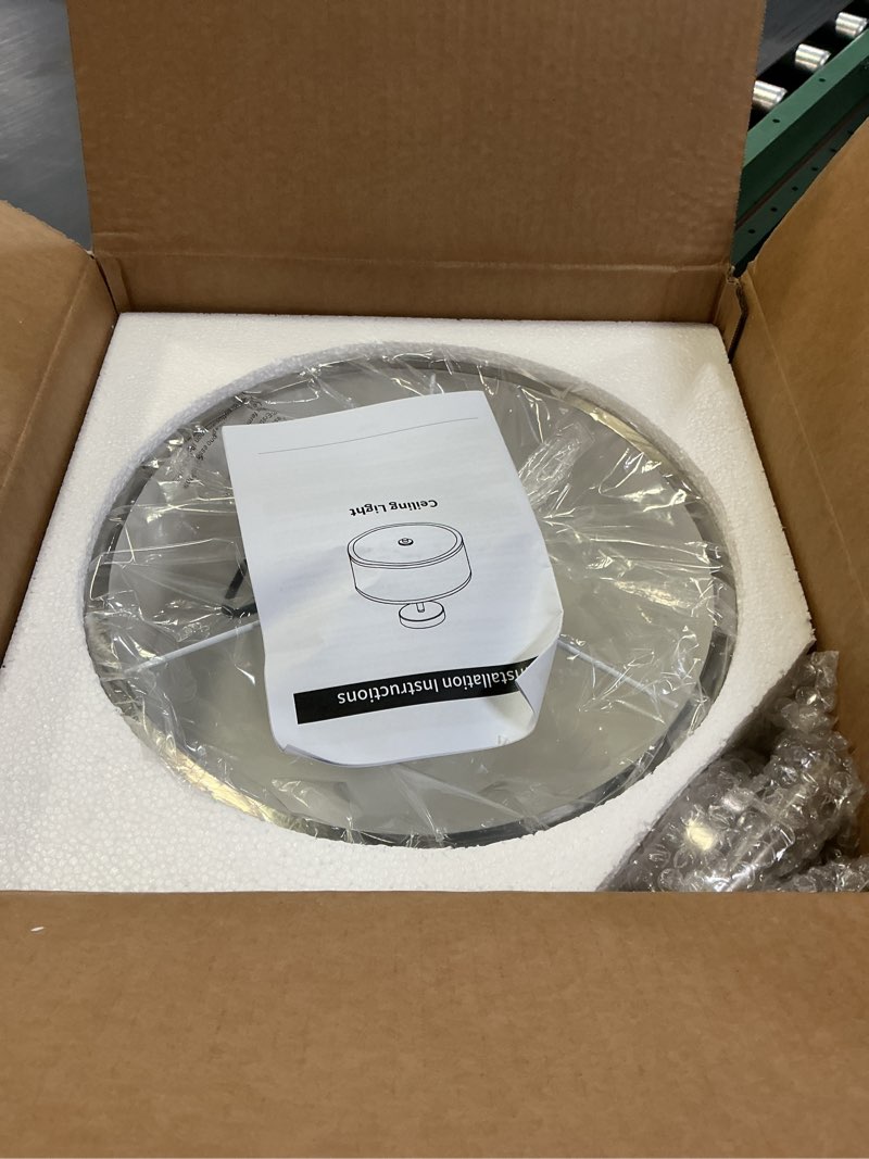 Condition photo showing Good Condition for BUXVRCS Semi Flush Mount Ceiling Light Fixture, 3-Light Drum Lighting Fixtures, Hallway Light Fixture Ceiling Mount with Fabric Shade, Close to Ceiling Light for Bedroom Bathroom (Brushed Nickel)