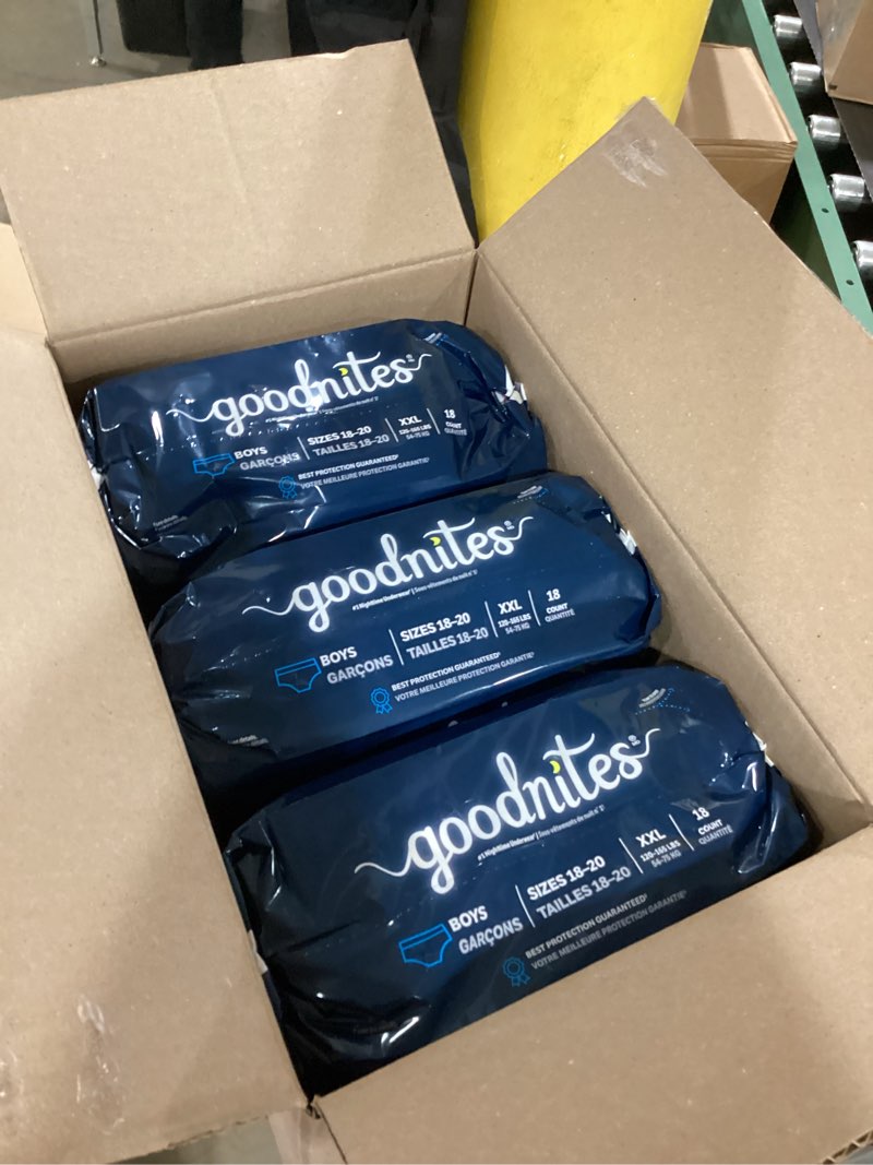 Condition photo showing As Is for Goodnites Boys' Disposable Nighttime Underwear - Size XXL - 54 ct