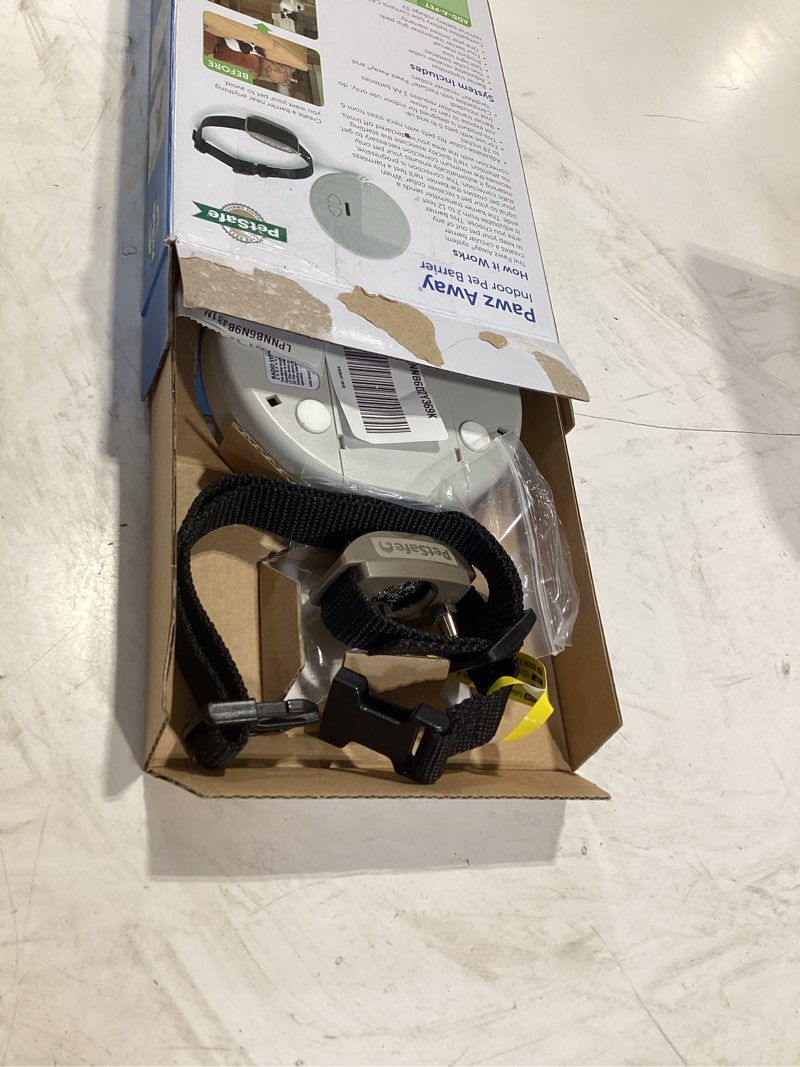 Condition photo showing As Is for petsafe pawz away indoor pet barrier - battery-operated indoor invisible containment area with adjustable compatible collar - easy setup for furniture protection
