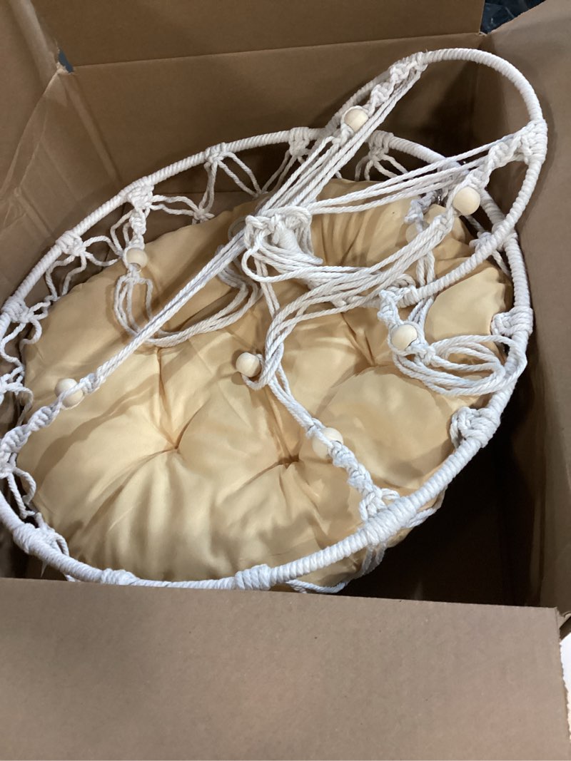 Condition photo showing Good Condition for macrame cat hammock bed,handwoven hanging boho cat bed with hanging kit for indoor outdoor home decor ceiling catio swing for playing sleeping climbing and lounging(15.74x15.74x47.24in)(l) ?l:15.74x15.74x47.24 inches?