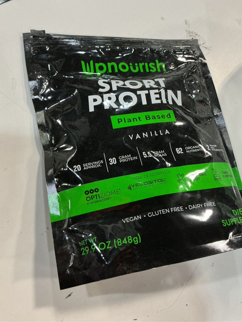 Condition photo showing New/Like New for (12/2026)Vegan Sport Protein Powder Vanilla – 30g Plant Based Protein, VELOSITOL, BCAAs, Organic Greens & Fruits, Probiotics, Tart Cherry for Post Workout Recovery, Inform Sports Certified Keto - 20 servings