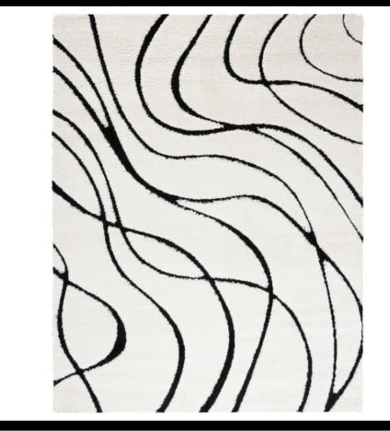 SAFAVIEH Florida Shag SG471-1290 Ivory / Black Rug size:8x10