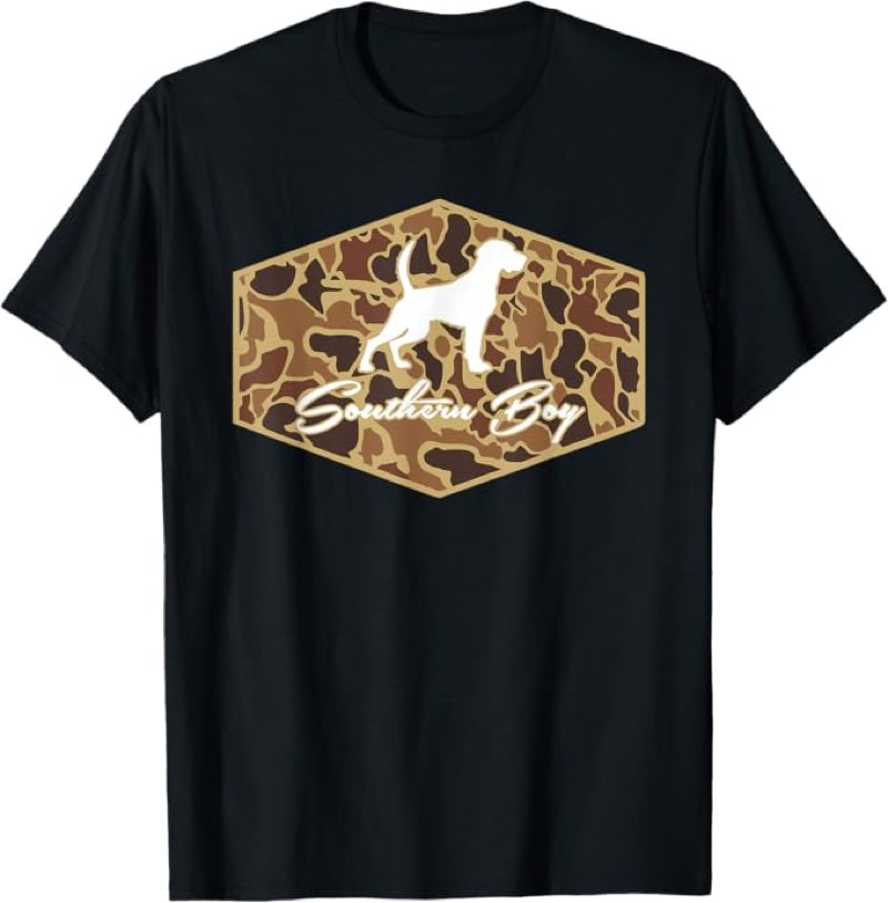 Southern Boy Camouflage Hunting Dog Hello Hunting Season T-Shirt(color is green)(size XL)
