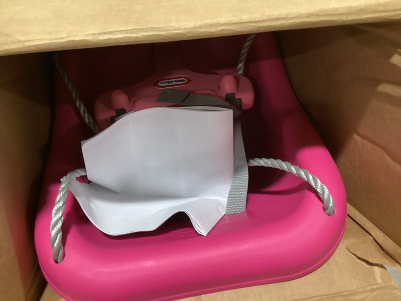 Condition photo showing As Is for little tikes 2-in-1 snug 'n secure swing magenta magenta swing