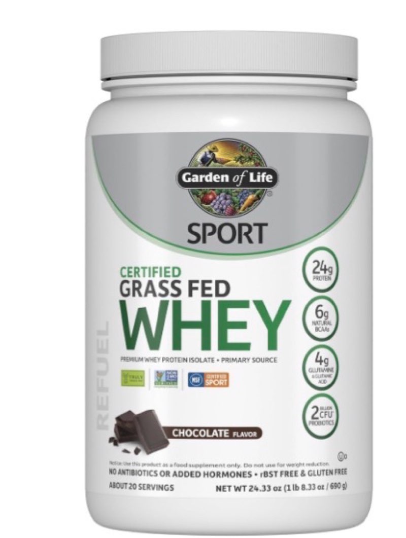 garden of life sport whey protein powder chocolate, premium grass fed whey protein isolate plus prob ( best used by 09/2026