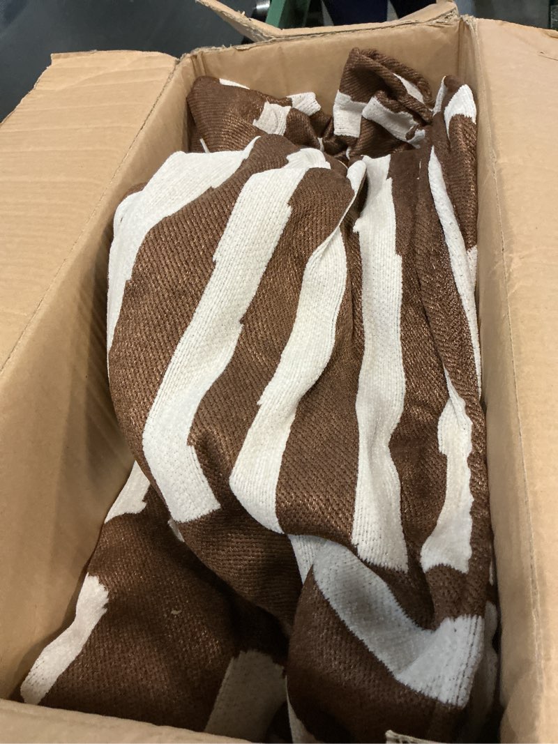 Condition photo showing As Is for VClife Cozy Chestnut Brown White Geometric Tribal Couch Cover for Sofa Bohemian Sofa Cover for 2 Cushion Couch Sofa Anti Slip Washable Couch Cover Slipcover Decorative Furniture Protector 91''x118'' Large (91*118inch) 01 Boho Aztec: Chestnut Brown