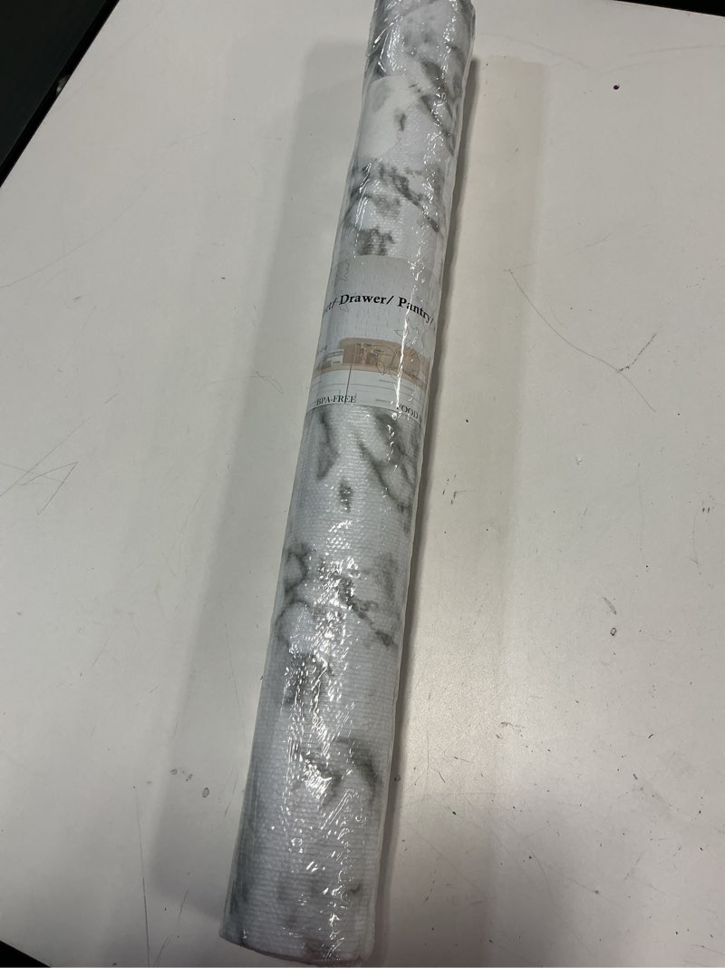 Condition photo showing New/Like New for Shelf Liners for Kitchen Cabinets Non Adhesive 24 Inch Wide X 20 Ft Cabinet Drawer Liner Non Slip Waterproof Strong Grip Pantry Refrigerator Shelves Liner for Bathroom Drawer Cupboard Closet Mat Marble 24"W x 240"L