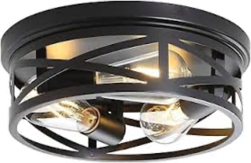 Elekeed 3-Light Flush Mount Ceiling Light Fixture, Farmhouse Ceiling Lights for Kitchen, Modern Blac