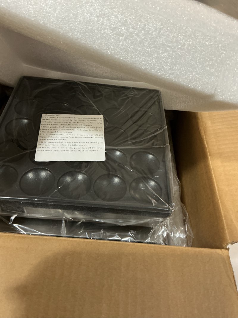 Condition photo showing Good Condition for 110v us commercial 25pcs mini pancake maker,950w mini dutch pancake maker,non-stick,dutch poffertjes grill,stainless steel,breakfast,snacks,desserts.