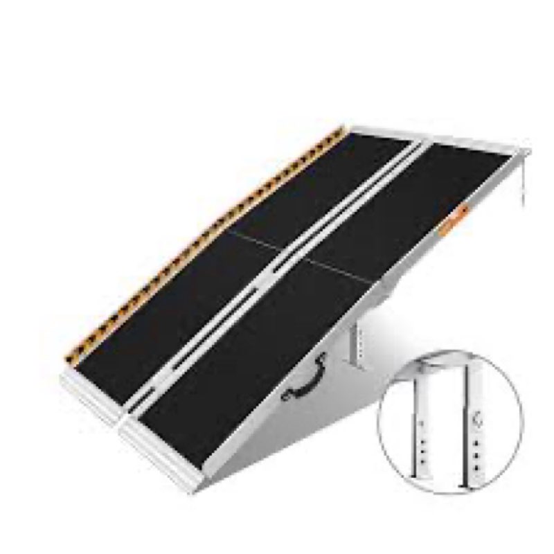 FACHNUO 5 Feet Portable Wheelchair Ramp, Non-Skid Aluminum Handicap Ramps with Handle, Folding Thres