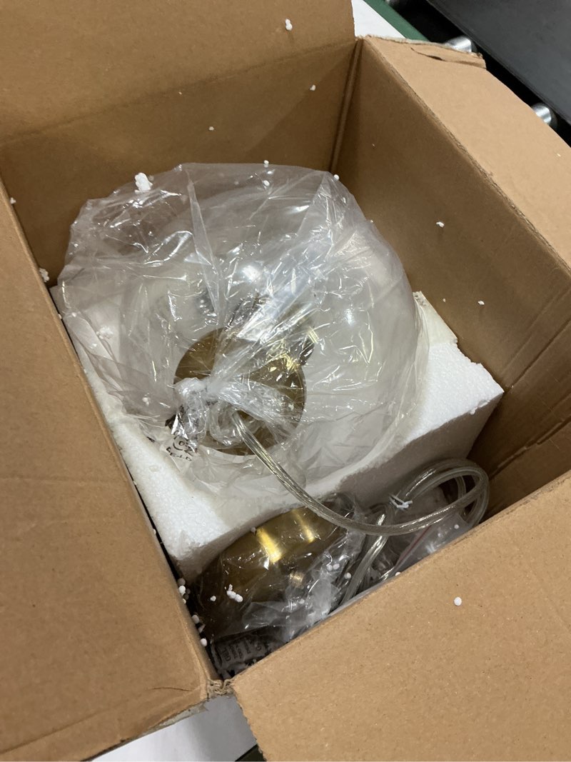 Condition photo showing Good Condition for Modern Pendant Lighting Kitchen Island Gold Hanging Light Globe Clear Glass Pendant Light Fixture for Kitchen, Bedroom & Dining Room (7.87", 1 Pack) Clear 1 Pack 7.87 in