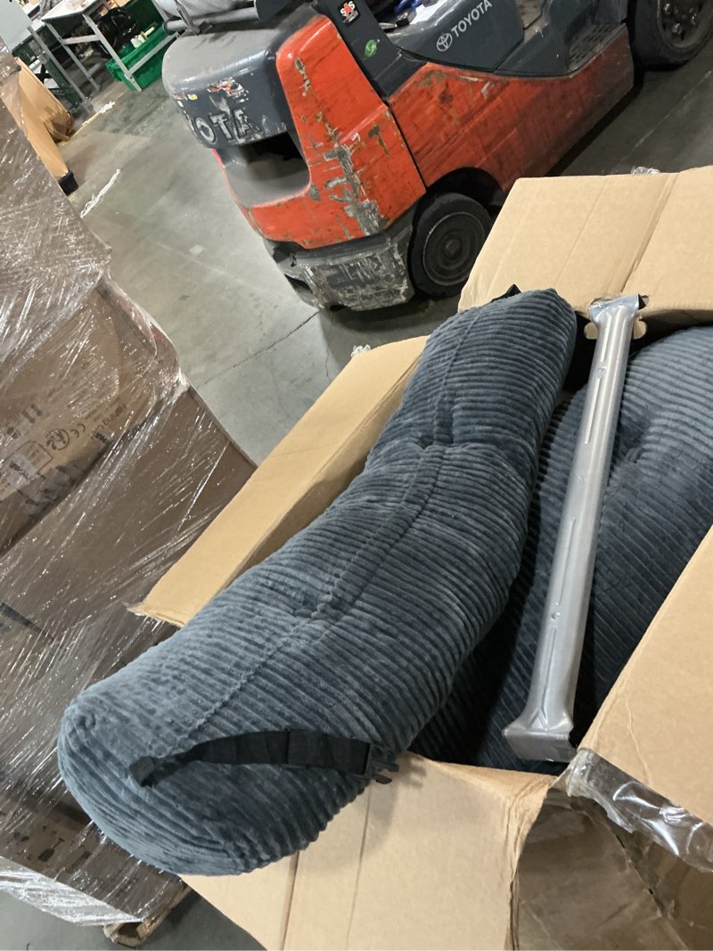 Condition photo showing As Is for boneless chair folding sofa bed, sleeper chair, dark grey, single dark grey single