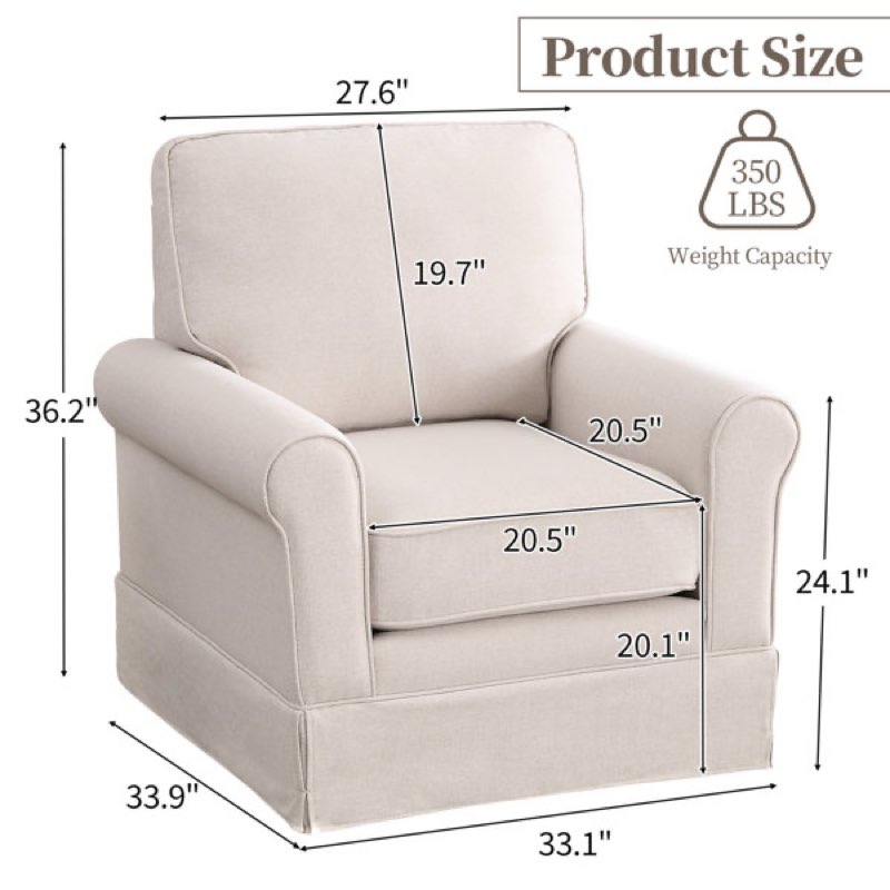 33.1" w modern soft wide upholstered striped swivel arm accent chair