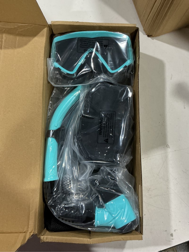 Condition photo showing Good Condition for aegend snorkeling gear for adults youth kids, snorkel mask with top dry valve - panoramic view anti-leak and anti-fog with mesh bag for snorkeling, scuba diving, freediving & swimming 2 pack-black & green adult