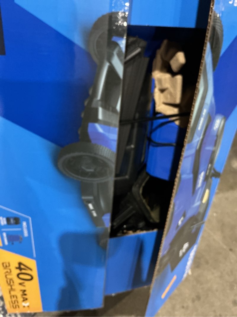Condition photo showing As Is for kobalt 40-volt 21-in brushless battery push lawn mower 6 ah (battery and charger included)