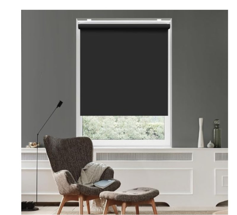 homebox 100% blackout cordless roller window shades, window blinds with thermal insulated, uv protection waterproof fabric, roll up and down blinds for home and office (black - 58" w x 72" h)