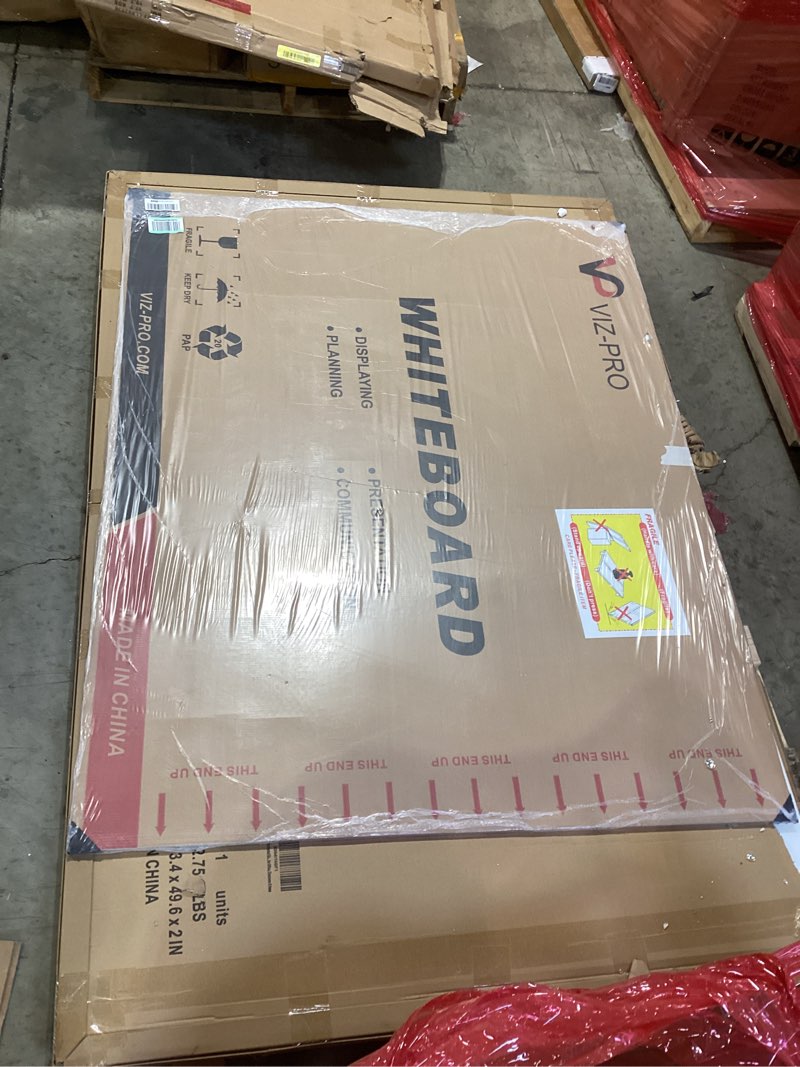 Condition photo showing As Is for viz-pro dry erase board/magnetic whiteboard, 60 x 48 inches, large wall mounted board for school office and home 5' x 4' 60"w x 48"h
