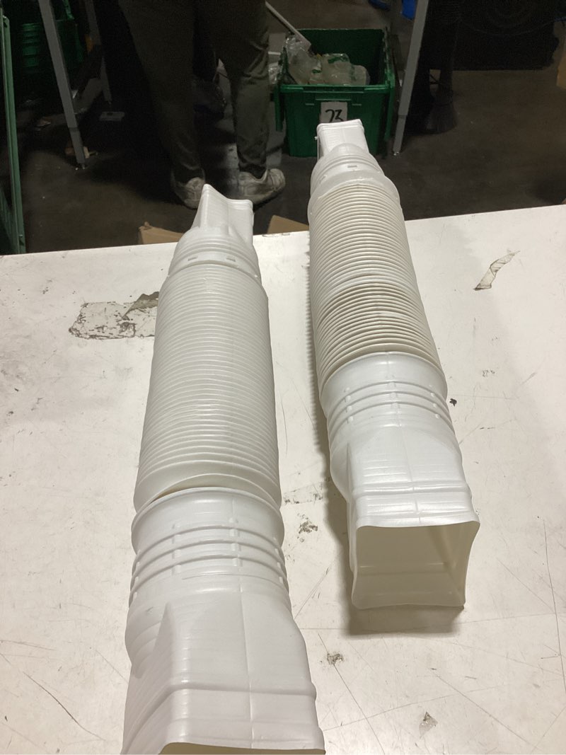 Condition photo showing Good Condition for (group of 2) amerimax flex-a-spout downspout extension  white roof gutter accessories