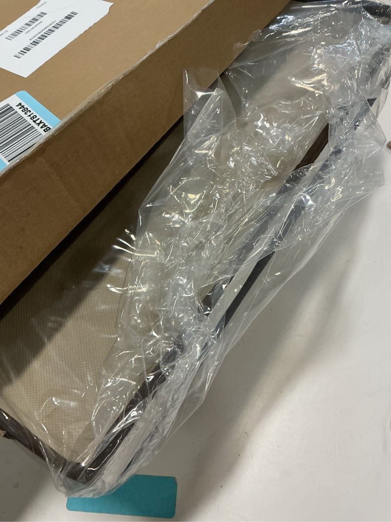 Condition photo showing New/Like New for Household Essentials Square KD Storage Box With Lid, 15”x15”x10”, Breathable Canvas Sides With Sturdy Sides, Natural with Brown Trim Square - 15"W x 15"D Square